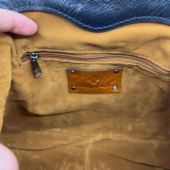 Patricia Nash Florentina Frame Leather Crossbody Bags Black Distressed Purse - Picture 5 of 16